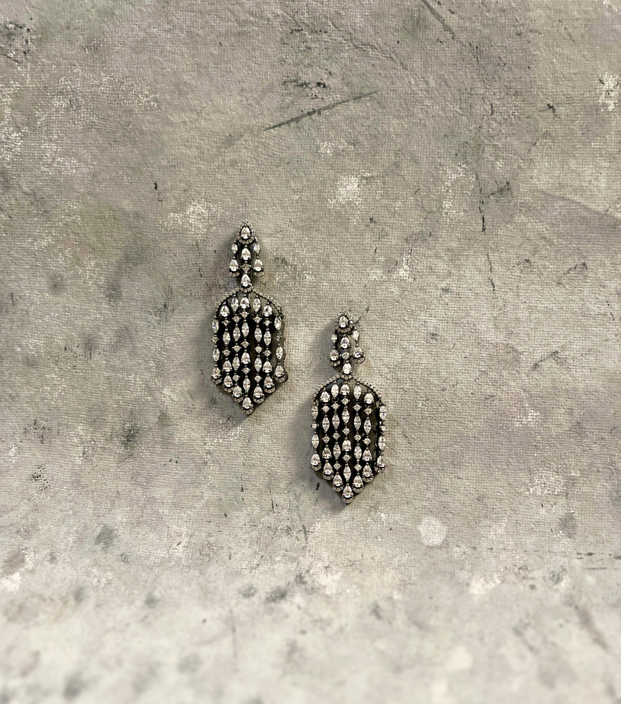 Vintage Zircon Waterfall Drop Earrings