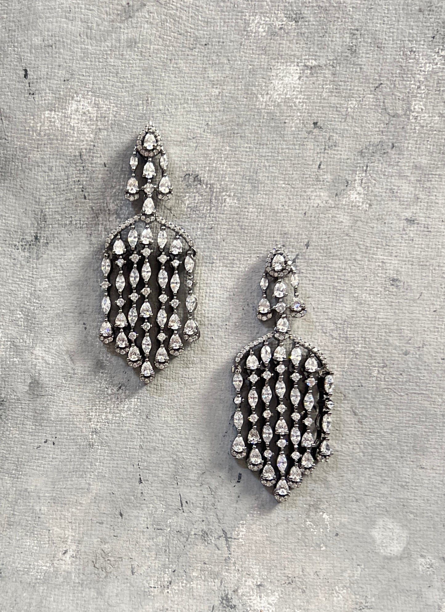 Vintage Zircon Waterfall Drop Earrings