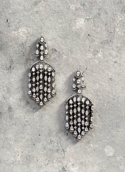 Vintage Zircon Waterfall Drop Earrings