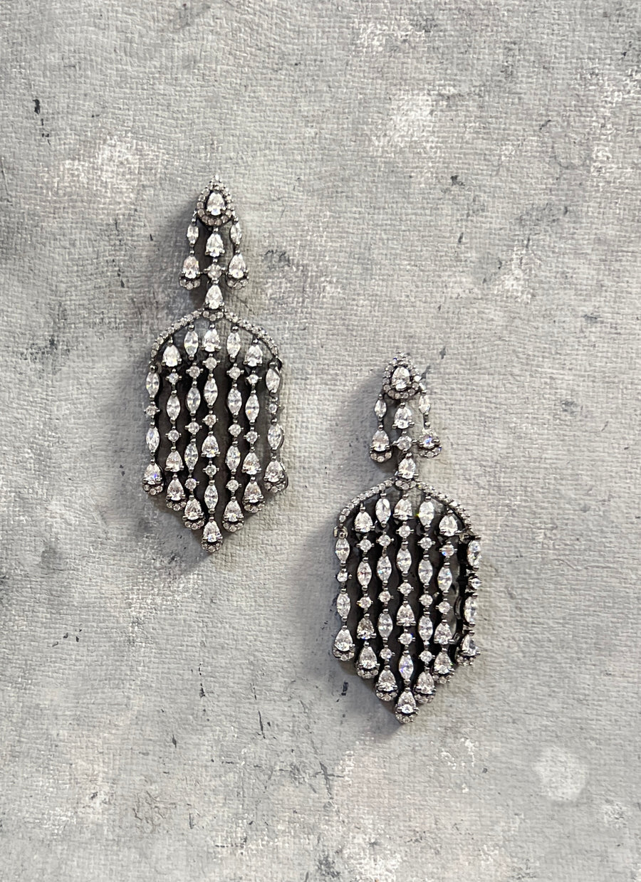 Vintage Zircon Waterfall Drop Earrings