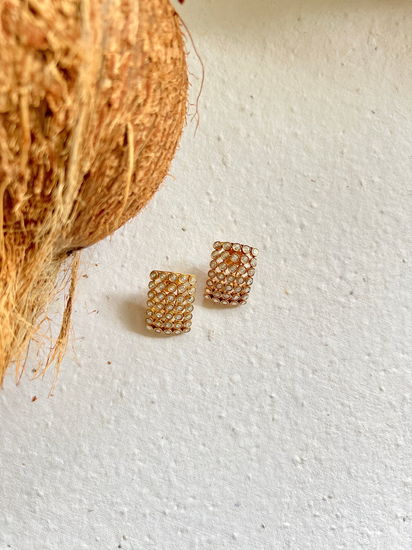 Concave Glinting Polki Stud Earrings