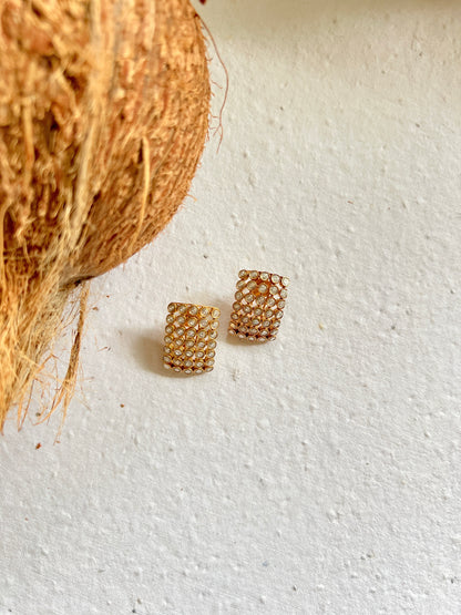Concave Glinting Polki Stud Earrings