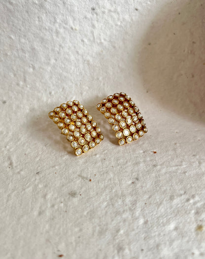 Concave Glinting Polki Stud Earrings