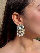 Polki Pearl Chand Studs
