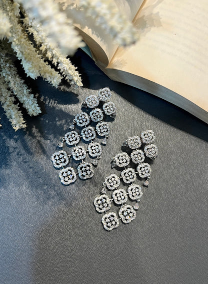 White Zircon Dangling Earrings