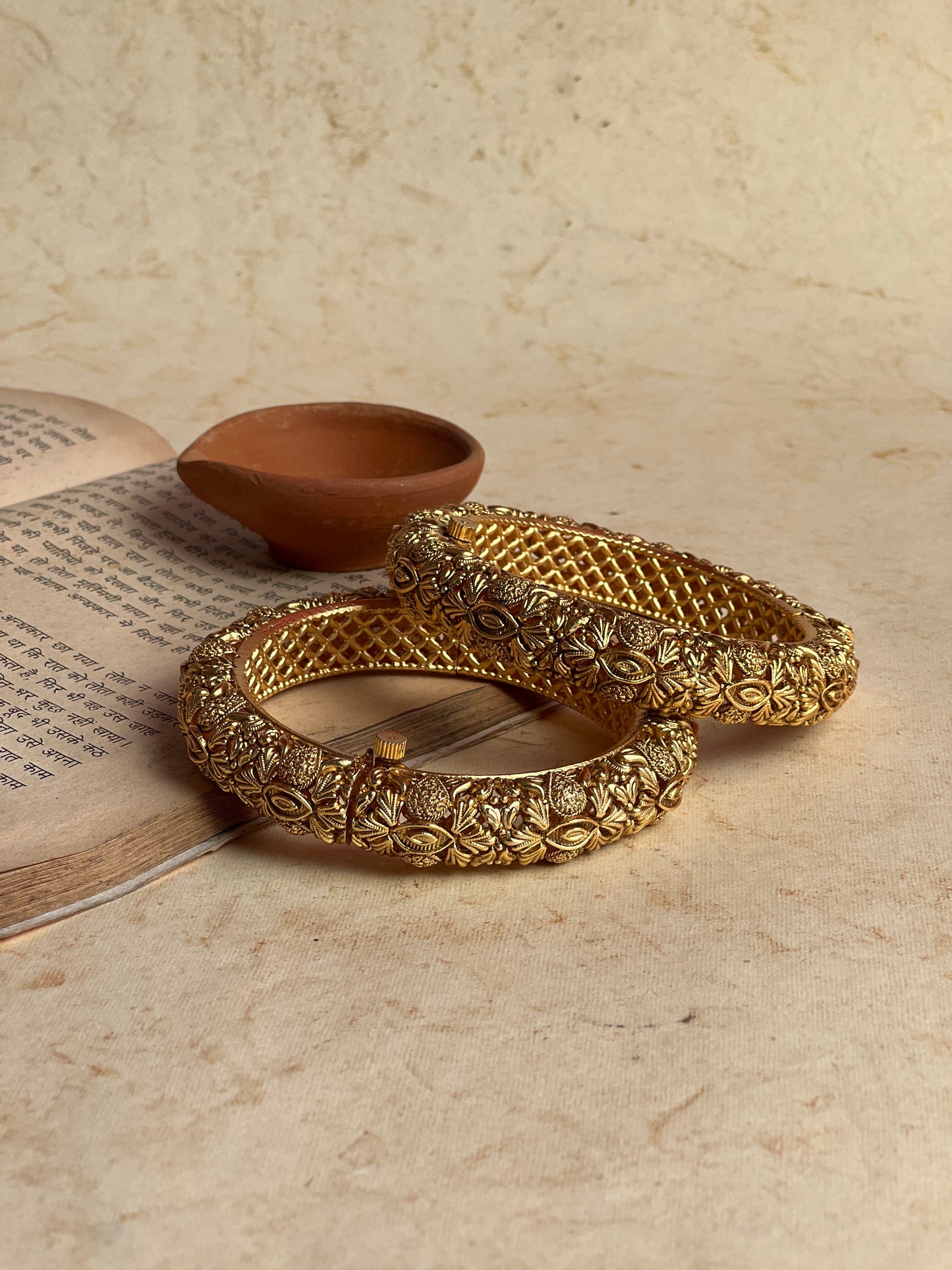 Gold Temple Bangles Set of Two