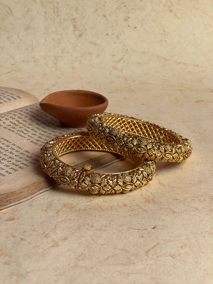 Gold Temple Bangles Set of Two