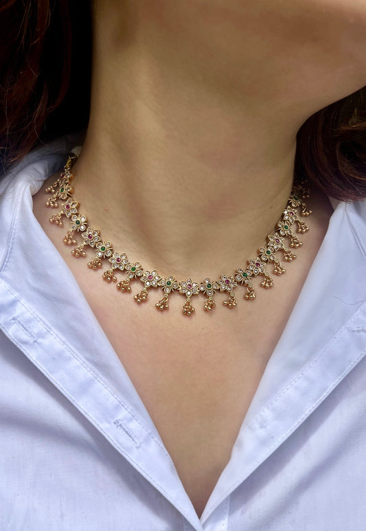 Floral Temple Motif Necklace Set