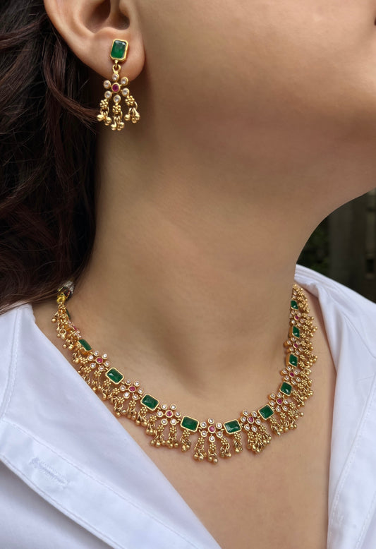 Temple Necklace with Ghungroo Details