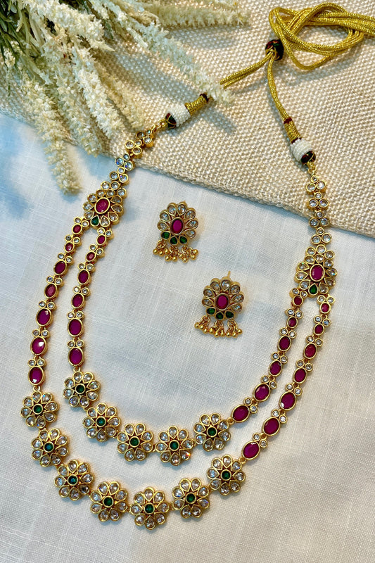 Layered Studded Gold Necklace Set