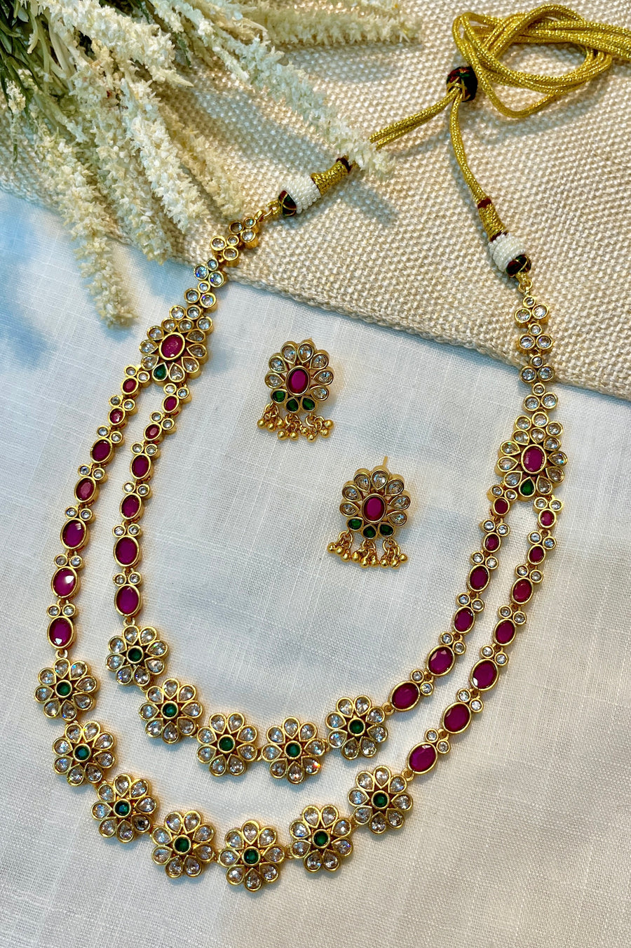 Layered Studded Gold Necklace Set