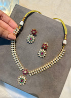 Temple Necklace Set with Synthetic Stones