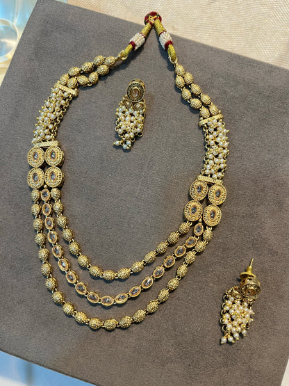Layered Chain Necklace Set in Gold Finish
