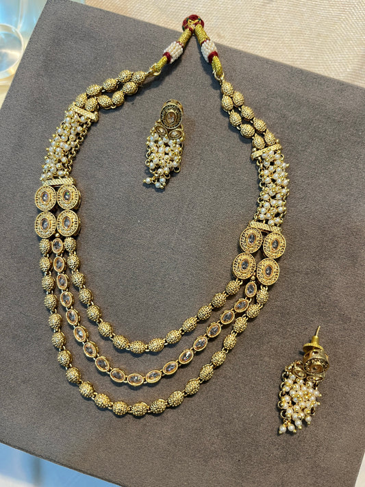 Layered Chain Necklace Set in Gold Finish