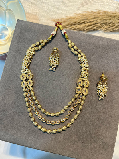 Layered Chain Necklace Set in Gold Finish