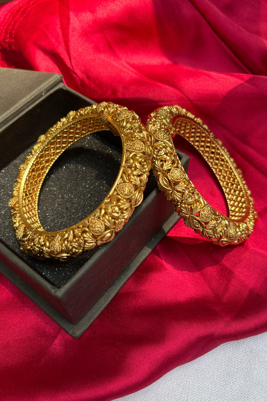 Gold Temple Bangles Set of Two
