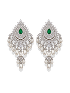 Emerald Teardrop Zircon Chandelier Earrings