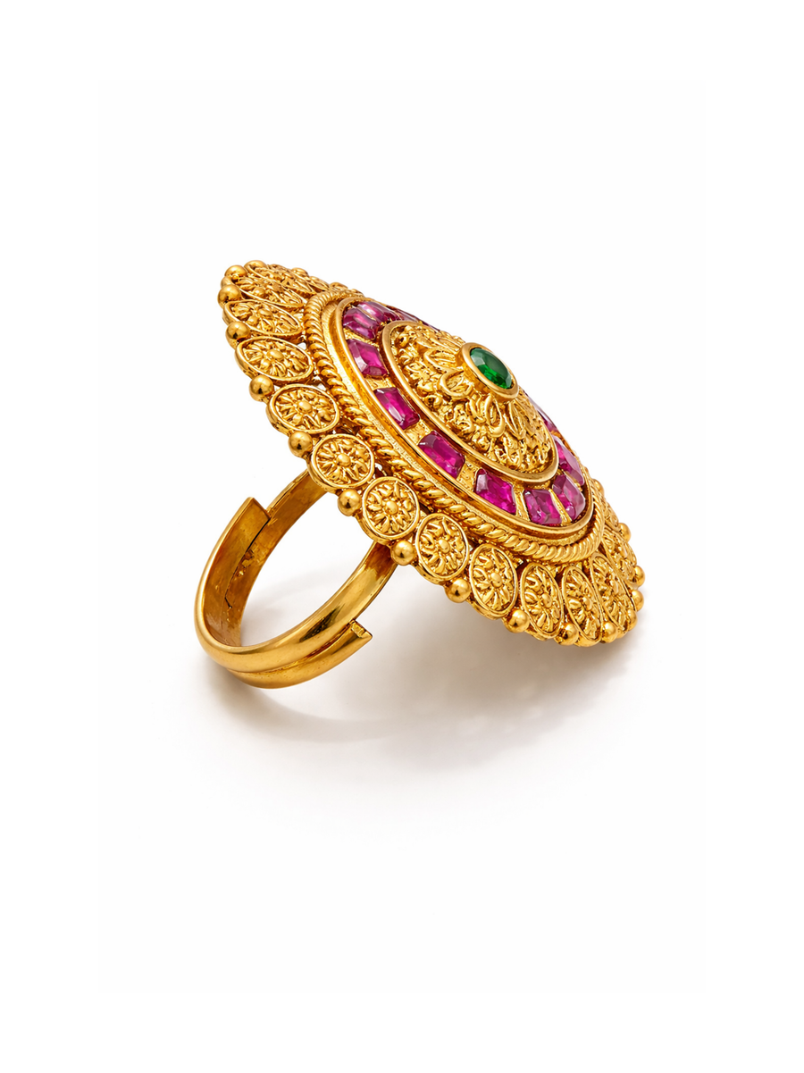 Ruby Temple Medallion Ring