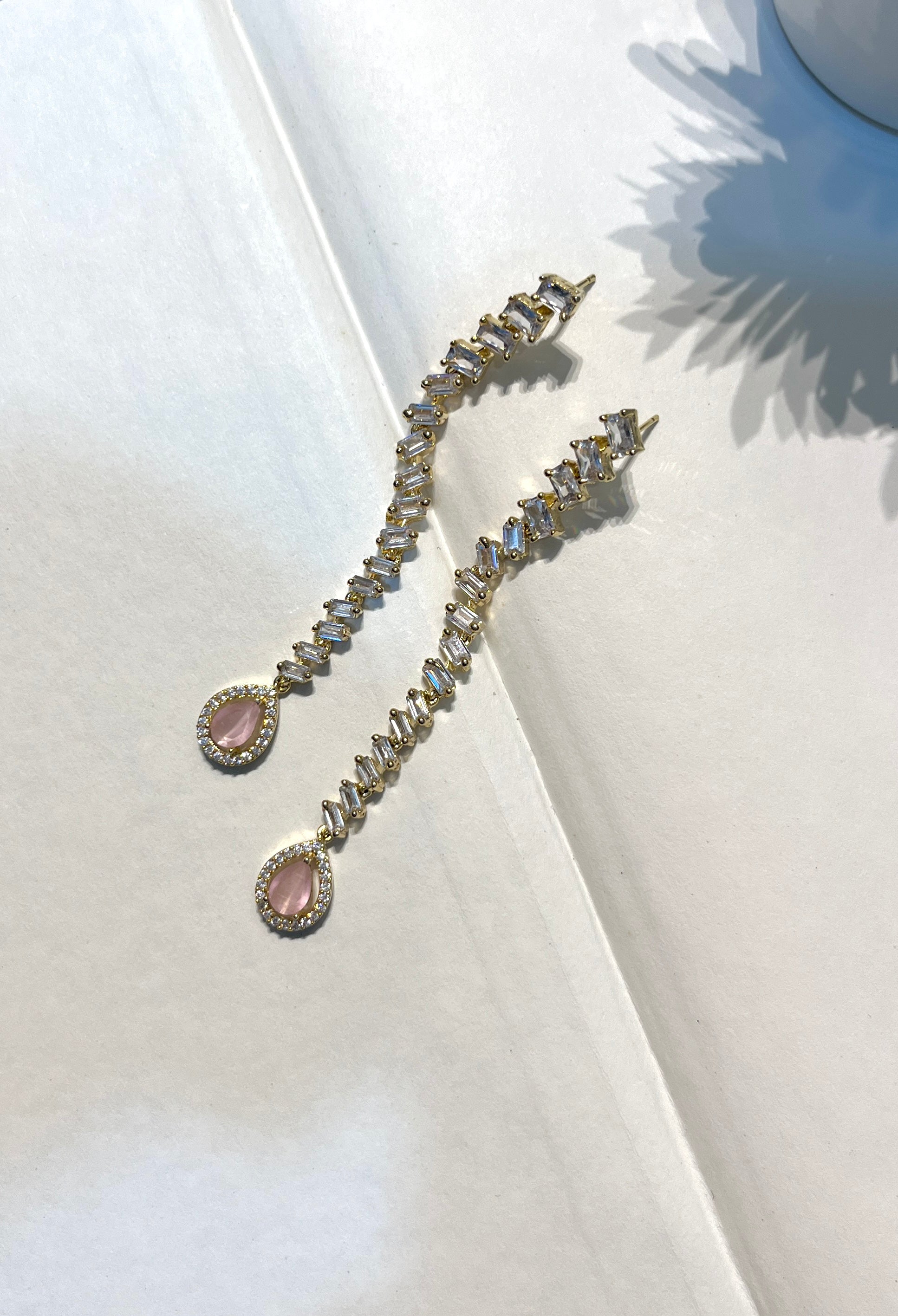 Blush Pink Zircon Long Danglers