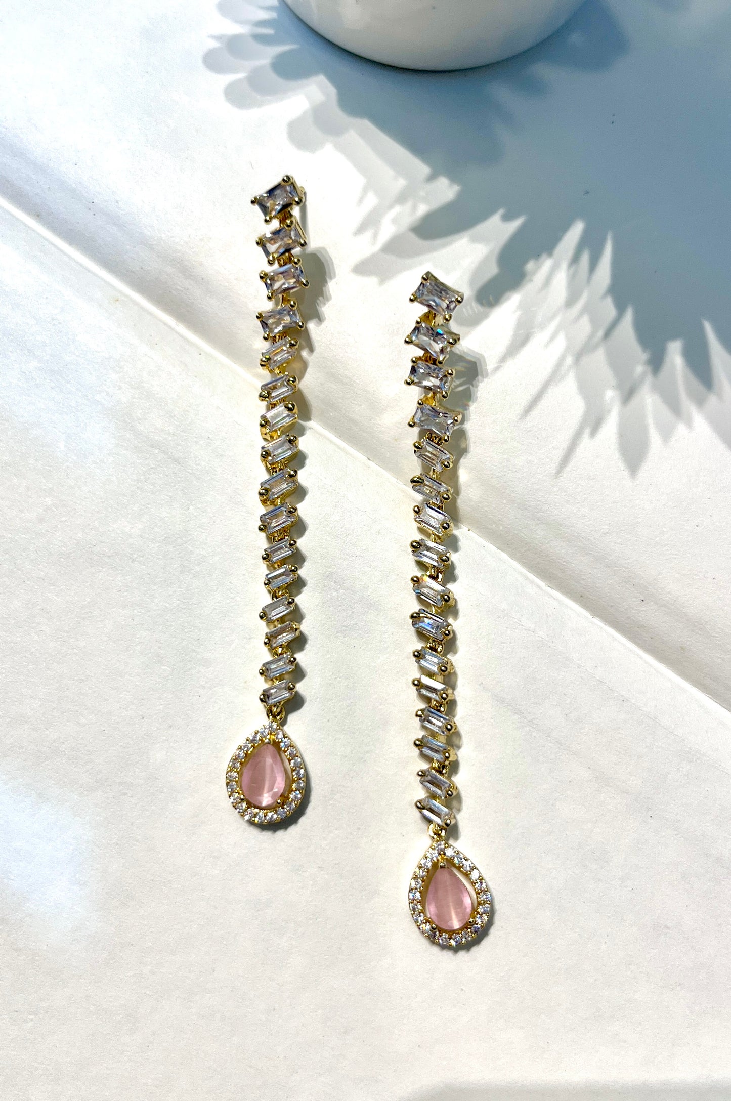 Blush Pink Zircon Long Danglers