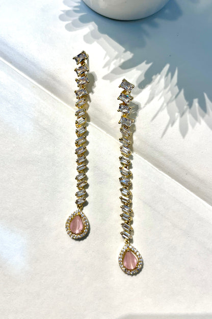Blush Pink Zircon Long Danglers