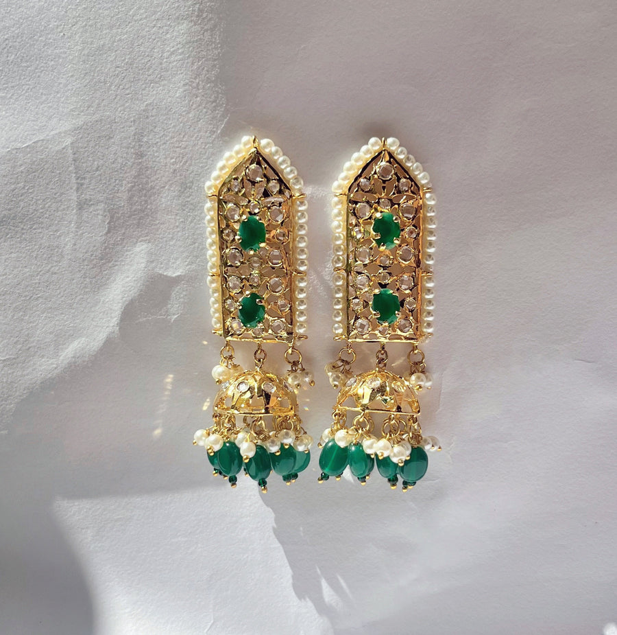 Hyderabadi Kundan Crystal Drop Earrings