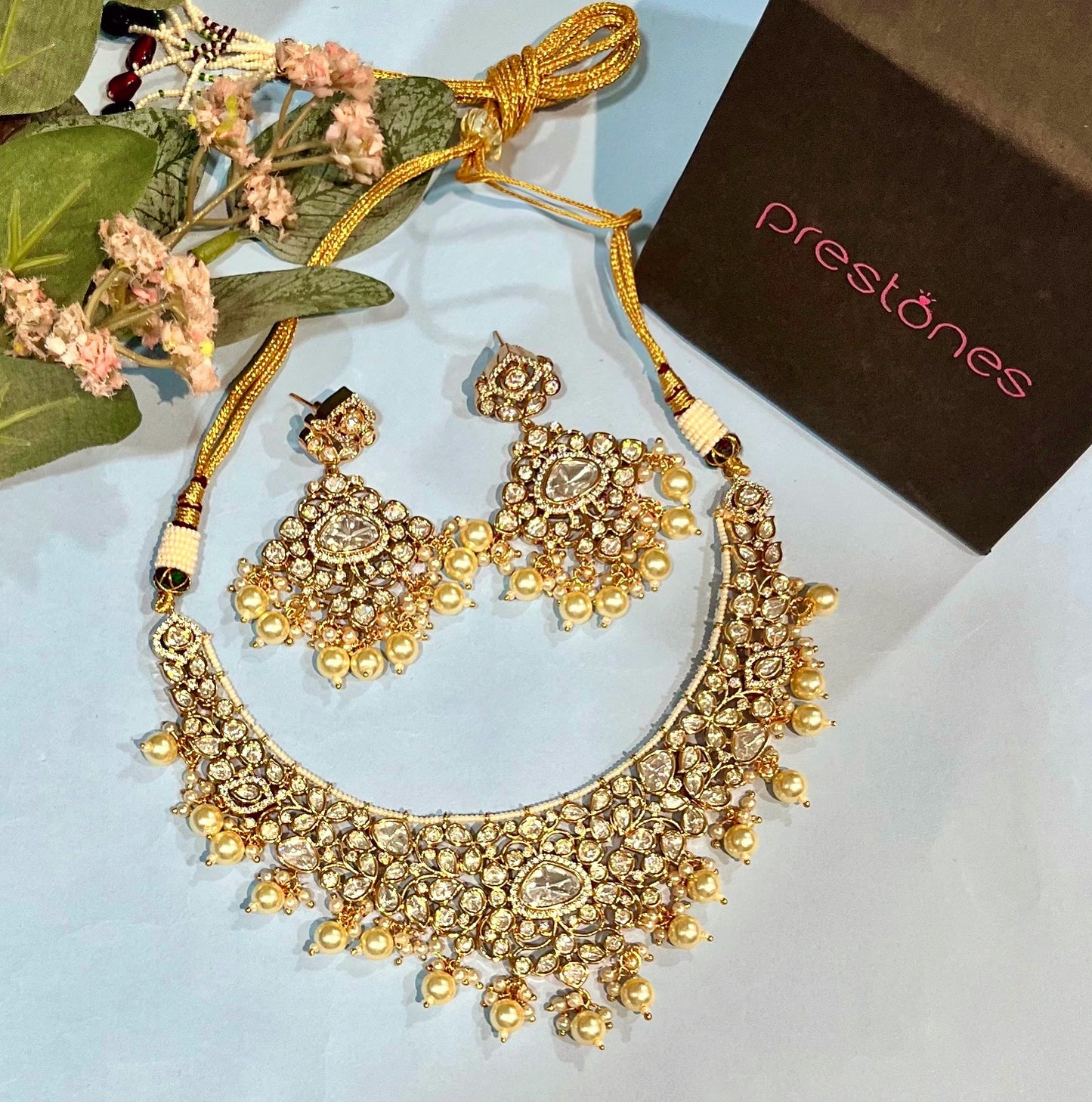 Pearl and Kundan Bridal Necklace Set