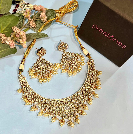 Pearl and Kundan Bridal Necklace Set