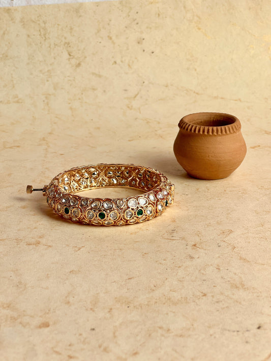 Green Stone Kundan Openable Bangle