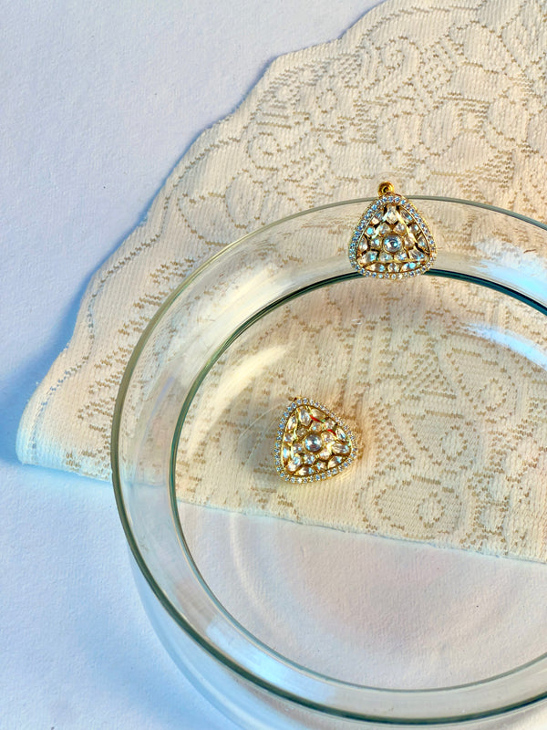 Gold Kundan Crystal Stud Earrings