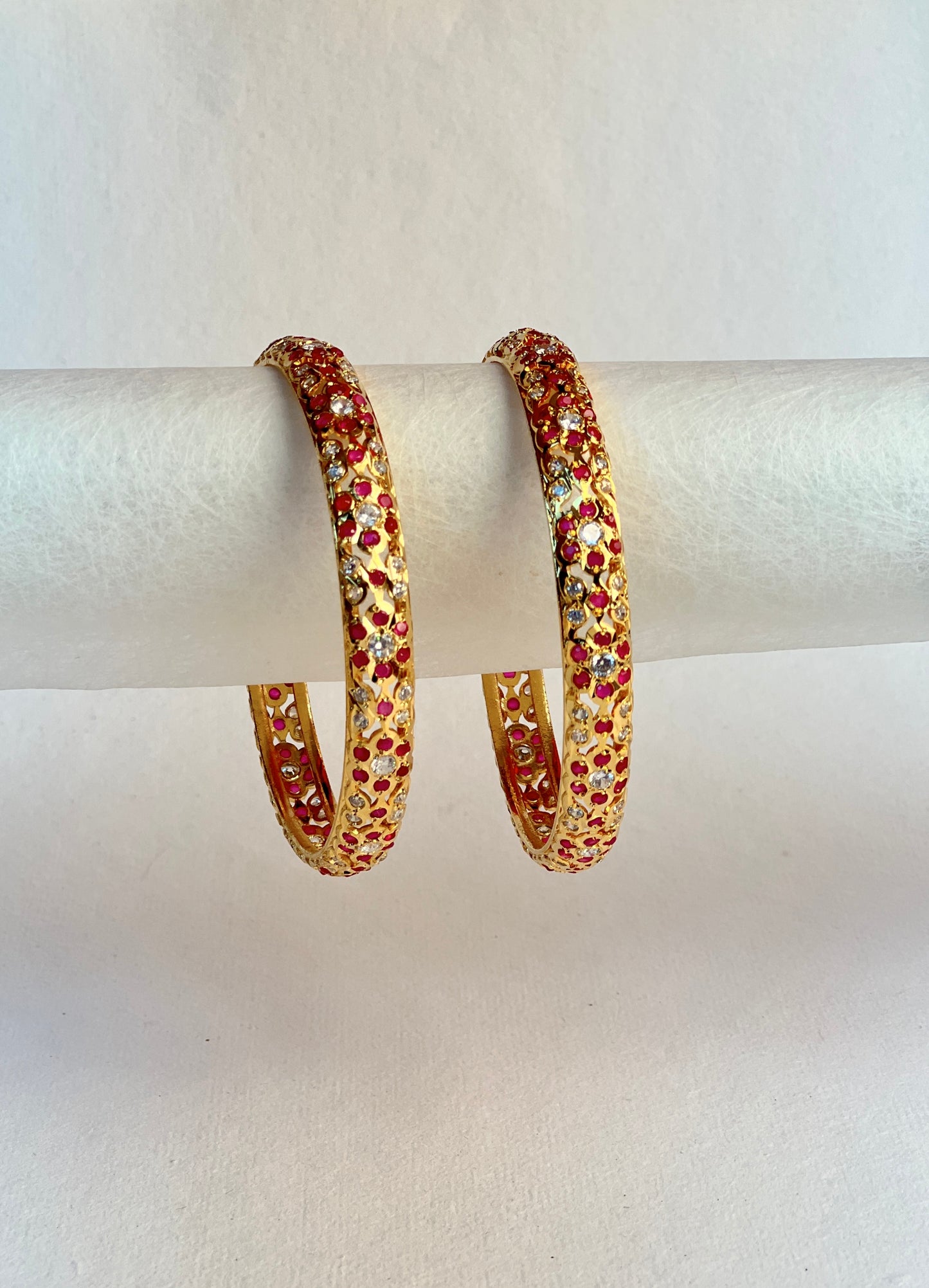Crystal Jadau Gold Bangle Set