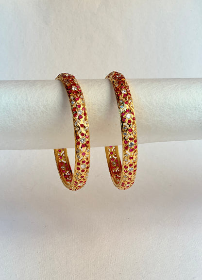 Crystal Jadau Gold Bangle Set