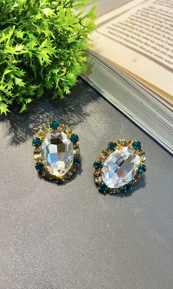 Chunky Gold Swarovski Stud Earrings