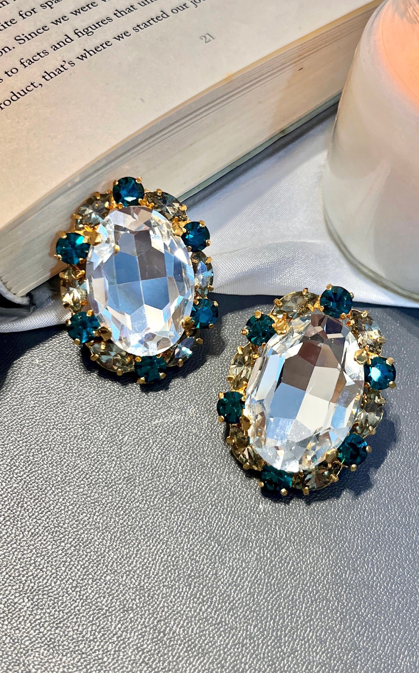 Chunky Gold Swarovski Stud Earrings