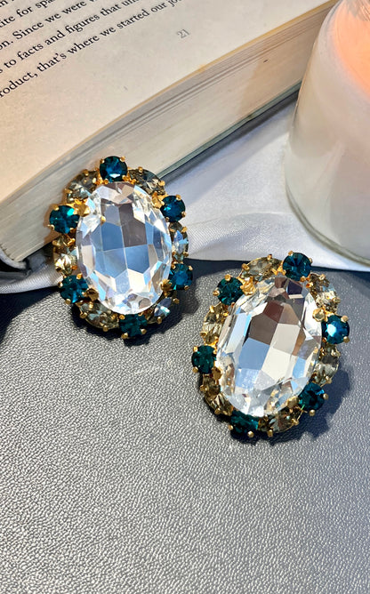 Chunky Gold Swarovski Stud Earrings