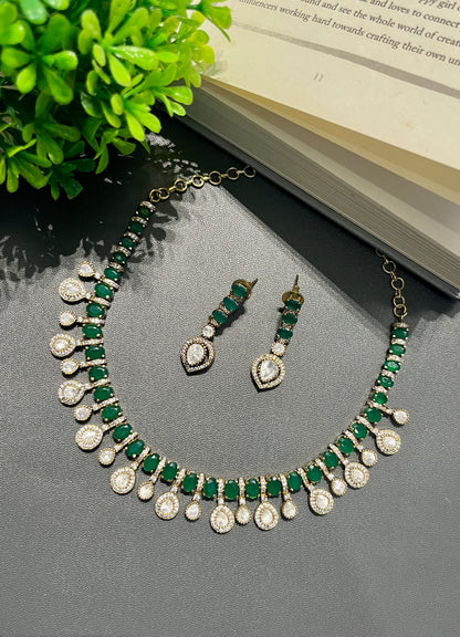 Green Stone Polki Bridal Necklace Set