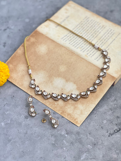 Textured Peacock Polki Gold Necklace