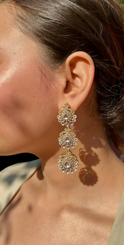Layered Floral Polki Earrings