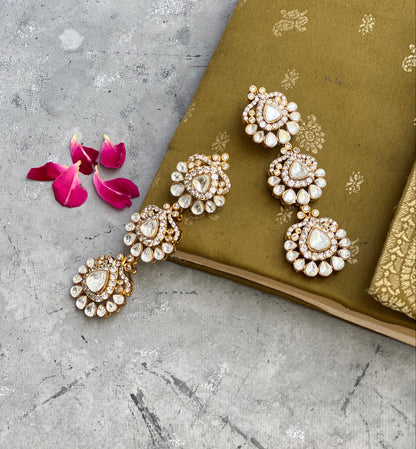 Layered Floral Polki Earrings