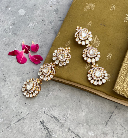 Layered Floral Polki Earrings