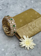Antique Polki Kada with Green Zircons