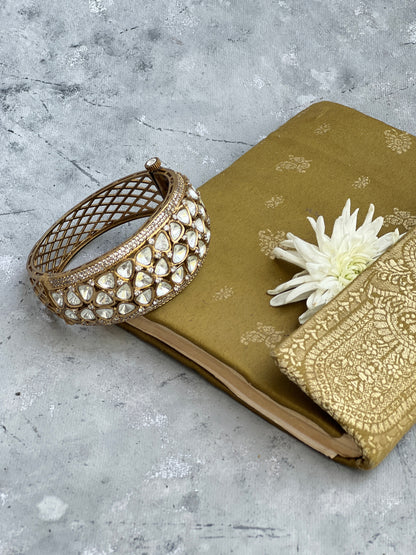 Openable Polki Bangle with Zircon Accents