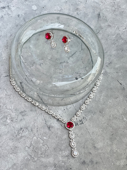 Red Accent Petite Zircon Necklace