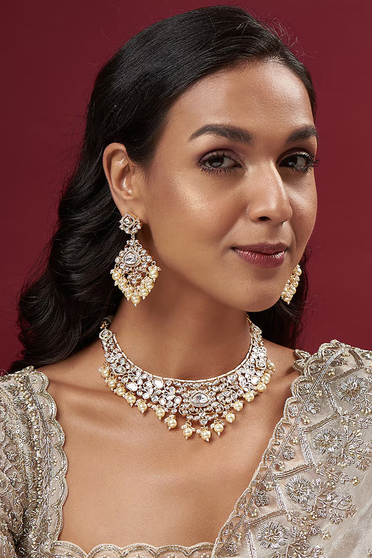Pearl and Kundan Bridal Necklace Set