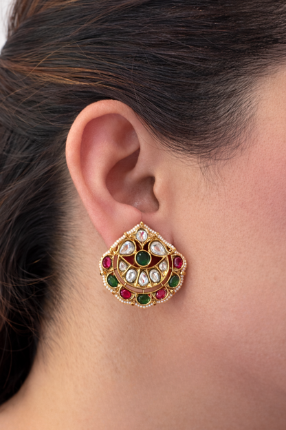 Meera Navratna Disc Studs