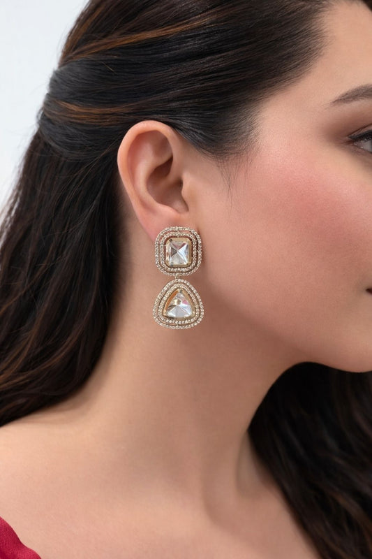 Zaina Double Halo Polki Drops