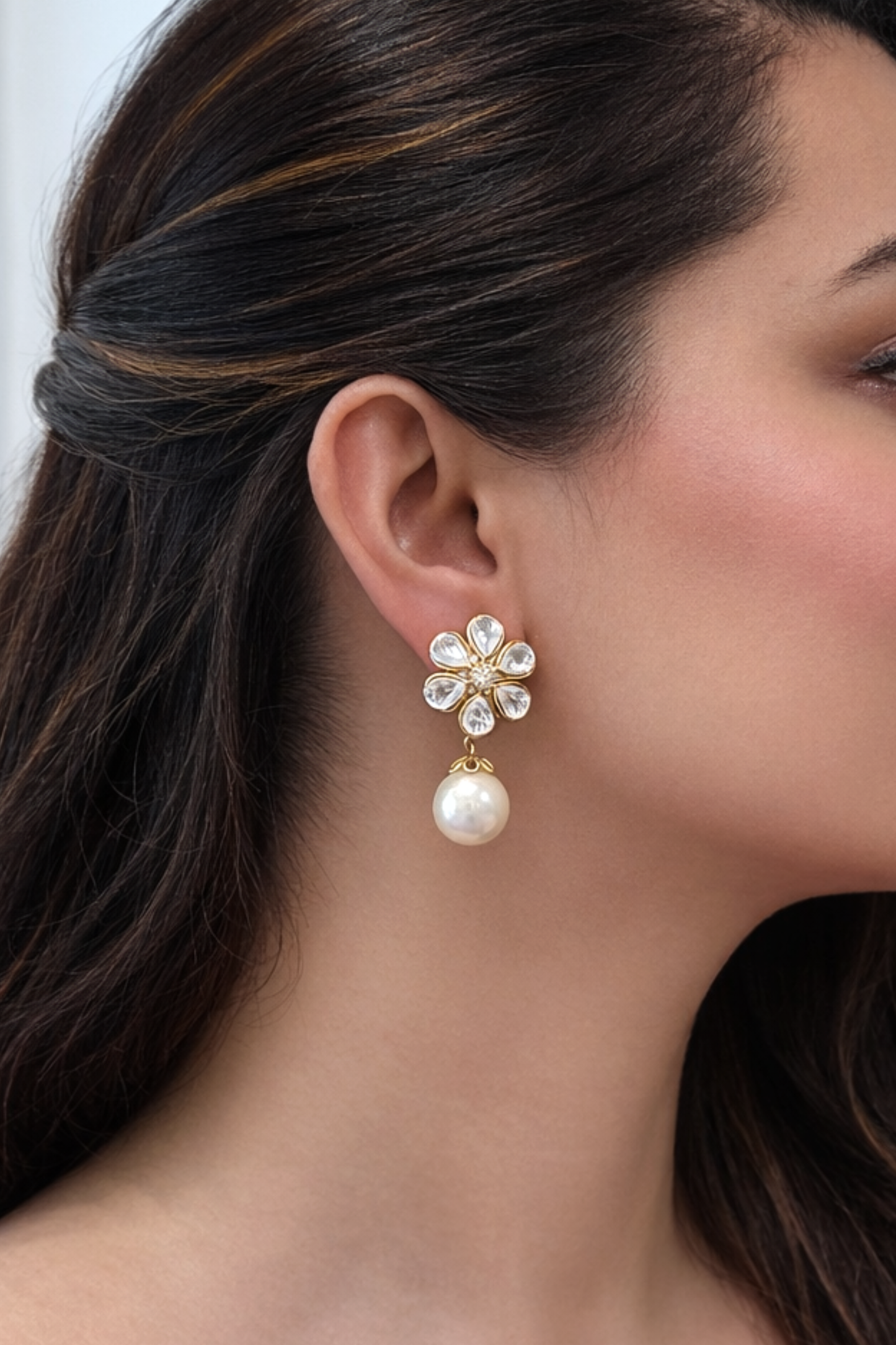 Gul Polki Flower Pearl Drops