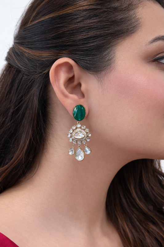 Ira Emerald Teardrop Halo Earrings