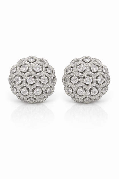 Classic Round White Zircon Studs