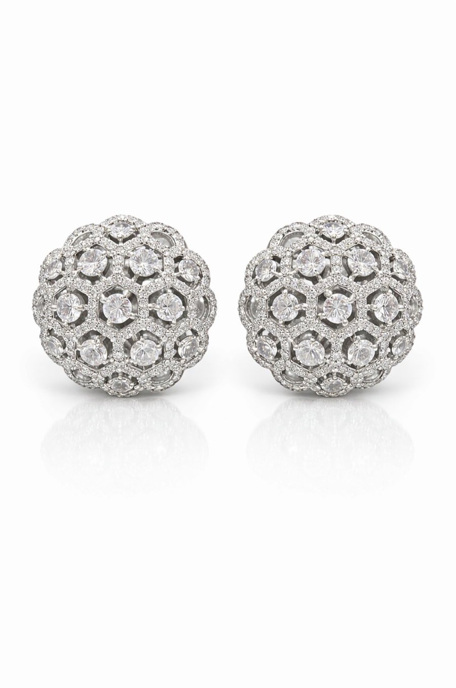 Classic Round White Zircon Studs